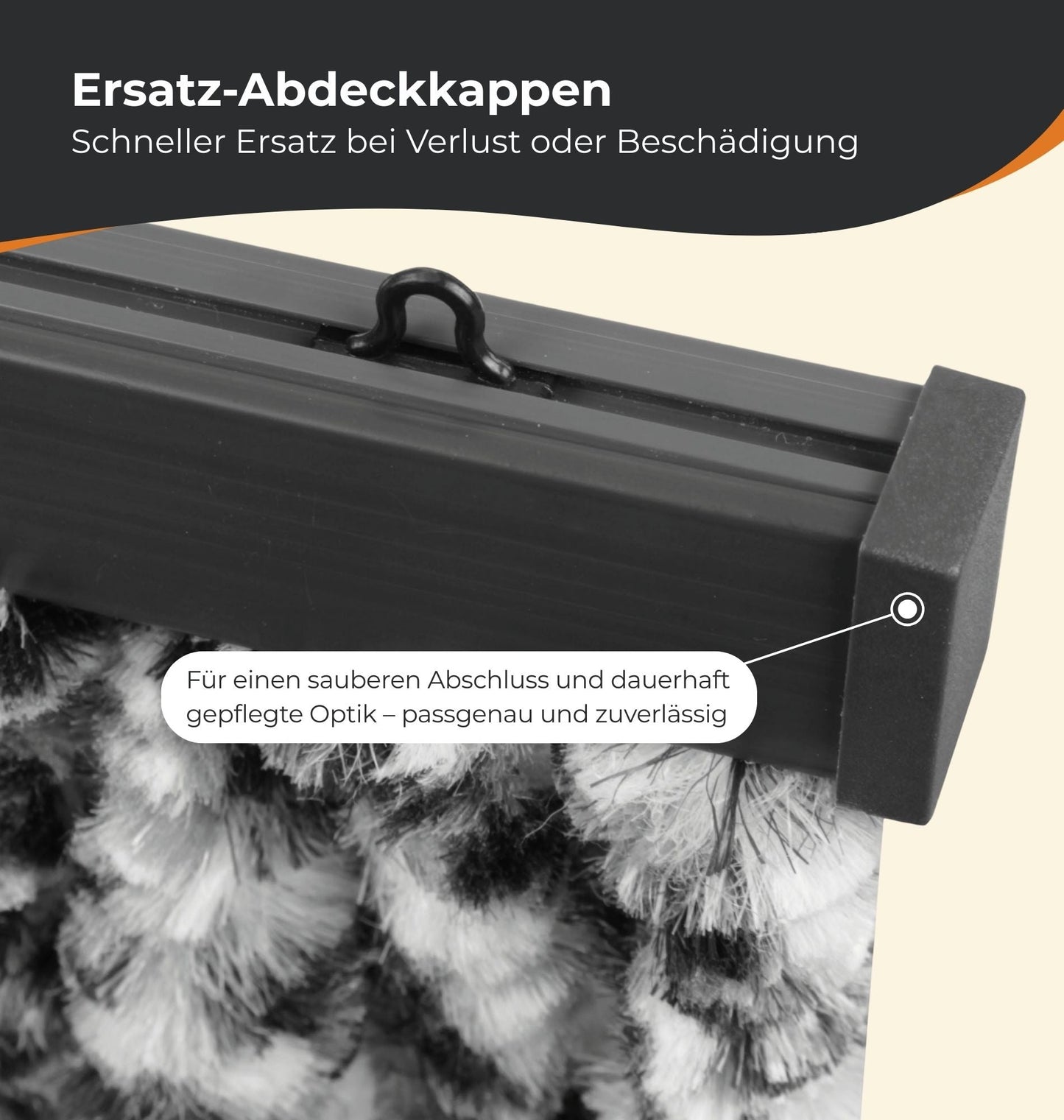 Abdeckkappen für Flauschvorhangschiene 2 Stück - meinTürvorhang.de