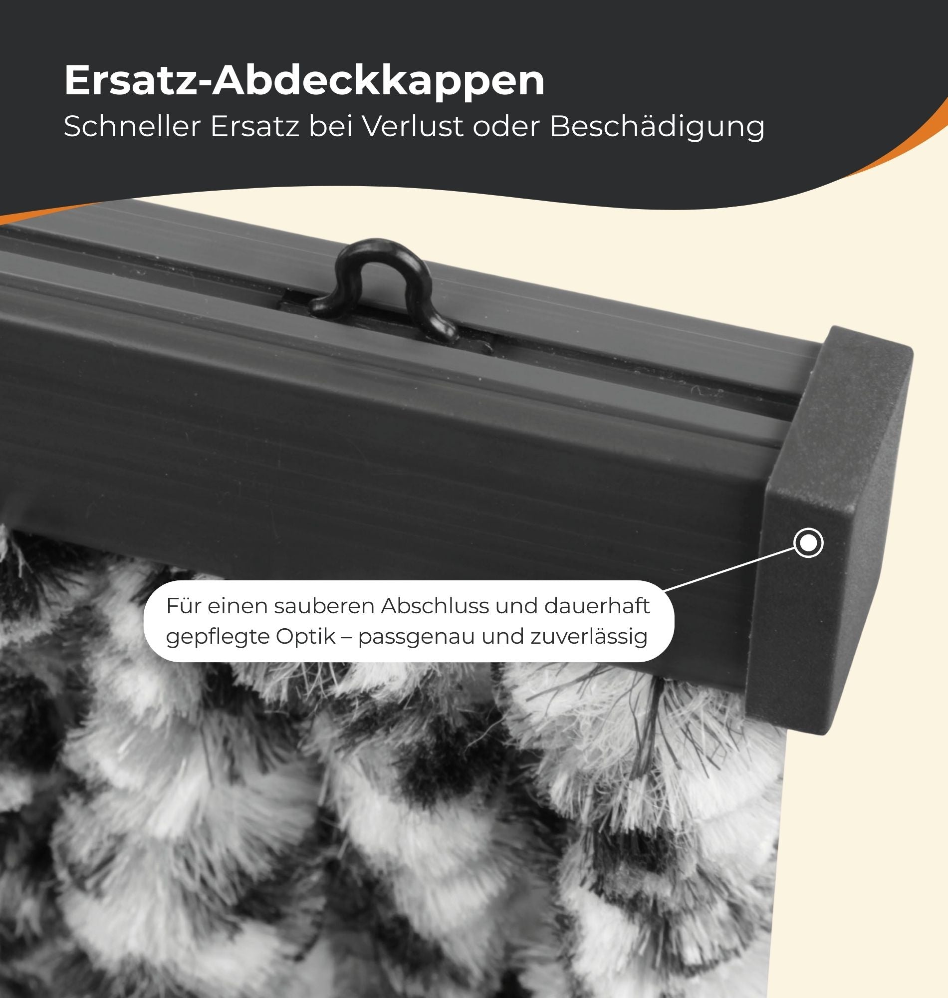 Abdeckkappen für Flauschvorhangschiene 2 Stück - meinTürvorhang.de